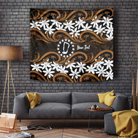 Personalised Cook Islands Rakahanga Tapestry Tiare Maori Polynesian Waves Tattoo LT14 Orange - Polynesian Pride