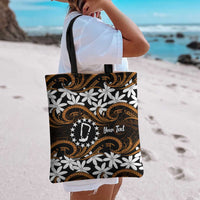 Personalised Cook Islands Rakahanga Tote Bag Tiare Maori Polynesian Waves Tattoo LT14 - Polynesian Pride