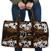 Personalised Cook Islands Rakahanga Travel Bag Tiare Maori Polynesian Waves Tattoo LT14 Orange - Polynesian Pride