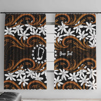 Personalised Cook Islands Rakahanga Window Curtain Tiare Maori Polynesian Waves Tattoo LT14 With Hooks Orange - Polynesian Pride