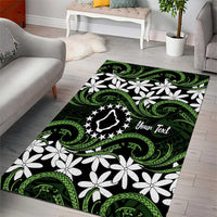 Personalised Cook Islands Palmerston Area Rug Tiare Maori Polynesian Waves Tattoo LT14 - Polynesian Pride