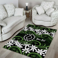 Personalised Cook Islands Palmerston Area Rug Tiare Maori Polynesian Waves Tattoo LT14 - Polynesian Pride