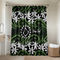Personalised Cook Islands Palmerston Bathroom Set Tiare Maori Polynesian Waves Tattoo LT14 Shower Curtain Only Green - Polynesian Pride
