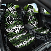 Personalised Cook Islands Palmerston Car Seat Cover Tiare Maori Polynesian Waves Tattoo LT14 One Size Green - Polynesian Pride