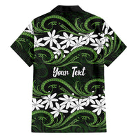 Personalised Cook Islands Palmerston Family Matching Off The Shoulder Long Sleeve Dress and Hawaiian Shirt Tiare Maori Polynesian Waves Tattoo