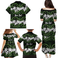 Personalised Cook Islands Palmerston Family Matching Puletasi and Hawaiian Shirt Tiare Maori Polynesian Waves Tattoo