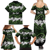 Personalised Cook Islands Palmerston Family Matching Summer Maxi Dress and Hawaiian Shirt Tiare Maori Polynesian Waves Tattoo