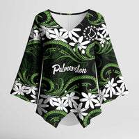 Personalised Cook Islands Palmerston Kimono Sleeve Blouse Tiare Maori Polynesian Waves Tattoo LT14 Female Green - Polynesian Pride