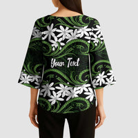 Personalised Cook Islands Palmerston Kimono Sleeve Blouse Tiare Maori Polynesian Waves Tattoo LT14 - Polynesian Pride