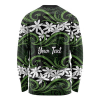 Personalised Cook Islands Palmerston Long Sleeve Shirt Tiare Maori Polynesian Waves Tattoo LT14 - Polynesian Pride