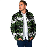 Personalised Cook Islands Palmerston Padded Jacket Tiare Maori Polynesian Waves Tattoo LT14 - Polynesian Pride