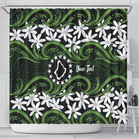 Personalised Cook Islands Palmerston Shower Curtain Tiare Maori Polynesian Waves Tattoo LT14 - Polynesian Pride