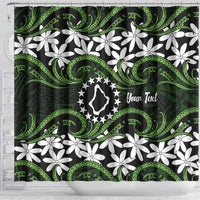 Personalised Cook Islands Palmerston Shower Curtain Tiare Maori Polynesian Waves Tattoo LT14 - Polynesian Pride