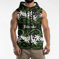 Personalised Cook Islands Palmerston Sleeveless Zip Hoodie Tiare Maori Polynesian Waves Tattoo