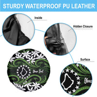 Personalised Cook Islands Palmerston Spare Tire Cover Tiare Maori Polynesian Waves Tattoo LT14 - Polynesian Pride