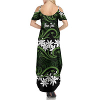 Personalised Cook Islands Palmerston Summer Maxi Dress Tiare Maori Polynesian Waves Tattoo LT14 - Polynesian Pride