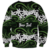 Personalised Cook Islands Palmerston Sweatshirt Tiare Maori Polynesian Waves Tattoo LT14 - Polynesian Pride