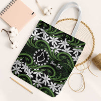 Personalised Cook Islands Palmerston Tote Bag Tiare Maori Polynesian Waves Tattoo LT14 White Strap One Size Green - Polynesian Pride