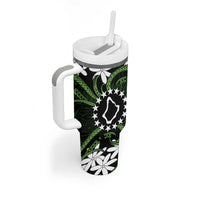 Personalised Cook Islands Palmerston Tumbler With Handle Tiare Maori Polynesian Waves Tattoo LT14 - Polynesian Pride