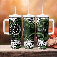 Personalised Cook Islands Palmerston Tumbler With Handle Tiare Maori Polynesian Waves Tattoo LT14 - Polynesian Pride