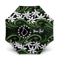 Personalised Cook Islands Palmerston Umbrella Tiare Maori Polynesian Waves Tattoo LT14 One Size Folded 11.42 inch Opened Diameter 37.4 inch Green - Polynesian Pride