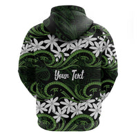 Personalised Cook Islands Palmerston Zip Hoodie Tiare Maori Polynesian Waves Tattoo LT14 - Polynesian Pride
