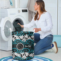 Personalised Cook Islands Penrhyn Atoll Laundry Basket Tiare Maori Polynesian Waves Tattoo LT14 - Polynesian Pride