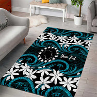 Personalised Cook Islands Penrhyn Atoll Area Rug Tiare Maori Polynesian Waves Tattoo LT14 - Polynesian Pride