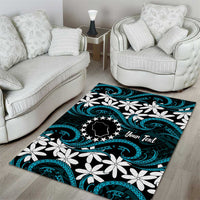 Personalised Cook Islands Penrhyn Atoll Area Rug Tiare Maori Polynesian Waves Tattoo LT14 - Polynesian Pride