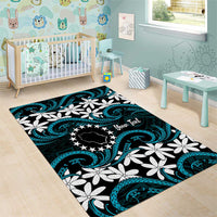 Personalised Cook Islands Penrhyn Atoll Area Rug Tiare Maori Polynesian Waves Tattoo LT14 - Polynesian Pride