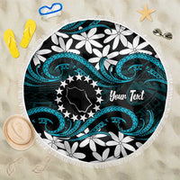 Personalised Cook Islands Penrhyn Atoll Beach Blanket Tiare Maori Polynesian Waves Tattoo LT14 One Size 150cm Blue - Polynesian Pride