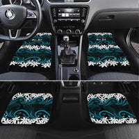 Personalised Cook Islands Penrhyn Atoll Car Mats Tiare Maori Polynesian Waves Tattoo LT14 Set 4pcs Blue - Polynesian Pride