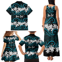 Personalised Cook Islands Penrhyn Atoll Family Matching Tank Maxi Dress and Hawaiian Shirt Tiare Maori Polynesian Waves Tattoo