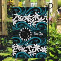 Personalised Cook Islands Penrhyn Atoll Garden Flag Tiare Maori Polynesian Waves Tattoo LT14 Garden Flag Blue - Polynesian Pride