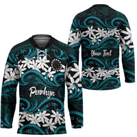 Personalised Cook Islands Penrhyn Atoll Hockey Jersey Tiare Maori Polynesian Waves Tattoo LT14 - Polynesian Pride
