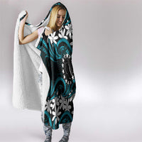 Personalised Cook Islands Penrhyn Atoll Hooded Blanket Tiare Maori Polynesian Waves Tattoo LT14 - Polynesian Pride