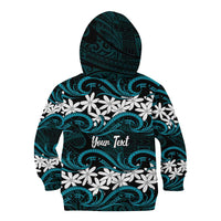 Personalised Cook Islands Penrhyn Atoll Kid Hoodie Tiare Maori Polynesian Waves Tattoo LT14 - Polynesian Pride
