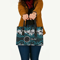 Personalised Cook Islands Penrhyn Atoll Leather Bag Tiare Maori Polynesian Waves Tattoo LT14 - Polynesian Pride