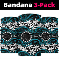 Personalised Cook Islands Penrhyn Atoll Neck Gaiter Tiare Maori Polynesian Waves Tattoo LT14 package One Size: 25*50cm Blue - Polynesian Pride