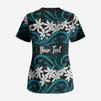 Personalised Cook Islands Penrhyn Atoll Scrub Top Tiare Maori Polynesian Waves Tattoo LT14 - Polynesian Pride