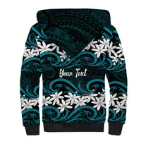 Personalised Cook Islands Penrhyn Atoll Sherpa Hoodie Tiare Maori Polynesian Waves Tattoo