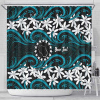 Personalised Cook Islands Penrhyn Atoll Shower Curtain Tiare Maori Polynesian Waves Tattoo