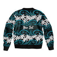 Personalised Cook Islands Penrhyn Atoll Sleeve Zip Bomber Jacket Tiare Maori Polynesian Waves Tattoo LT14 - Polynesian Pride