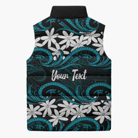 Personalised Cook Islands Penrhyn Atoll Sleeveless Puffer Jacket Tiare Maori Polynesian Waves Tattoo LT14 - Polynesian Pride