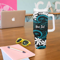 Personalised Cook Islands Penrhyn Atoll Tumbler With Handle Tiare Maori Polynesian Waves Tattoo LT14 - Polynesian Pride