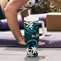 Personalised Cook Islands Penrhyn Atoll Tumbler With Handle Tiare Maori Polynesian Waves Tattoo LT14 - Polynesian Pride