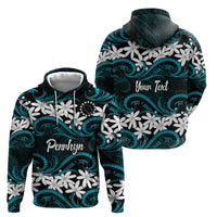 Personalised Cook Islands Penrhyn Atoll Zip Hoodie Tiare Maori Polynesian Waves Tattoo LT14 - Polynesian Pride