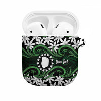 Personalised Cook Islands Mitiaro AirPods Case Tiare Maori Polynesian Waves Tattoo LT14 Green - Polynesian Pride
