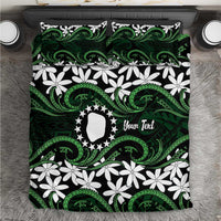 Personalised Cook Islands Mitiaro Bedding Set Tiare Maori Polynesian Waves Tattoo LT14 Green - Polynesian Pride