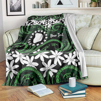 Personalised Cook Islands Mitiaro Blanket Tiare Maori Polynesian Waves Tattoo LT14 Green - Polynesian Pride